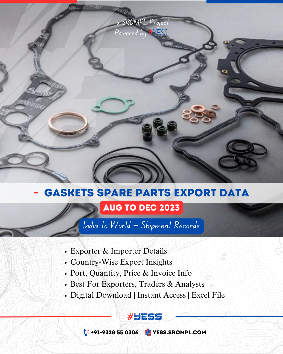 Gaskets Spare Parts Export from India (Aug to Dec 2023)